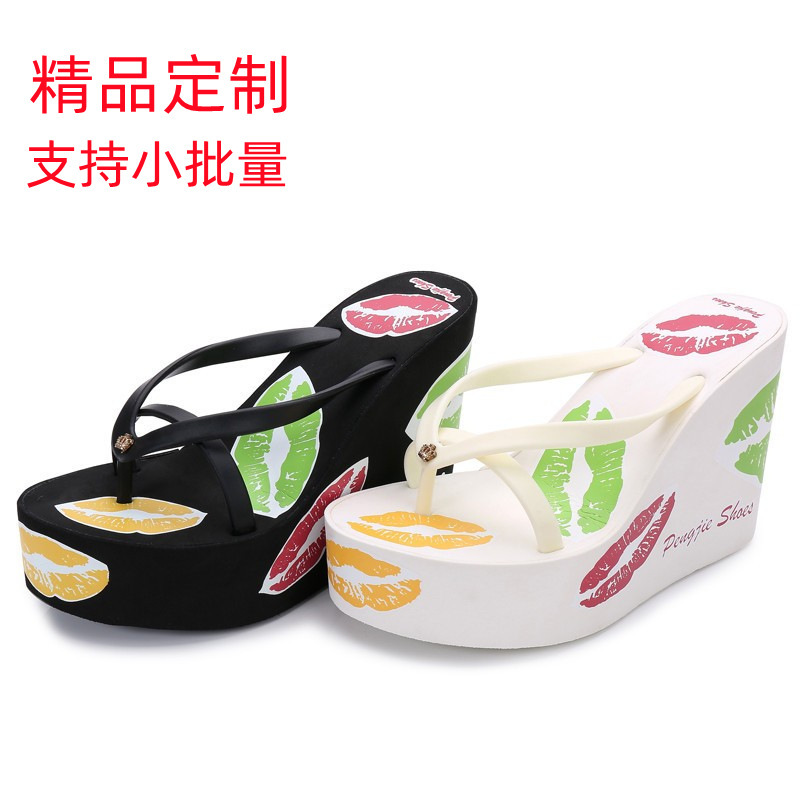 Juicy Summer Fashion Women's Outer Wear High-Heeled Flip-Flops Thick-Soled Sandals 11cm Super High-Heeled Wedge Sand