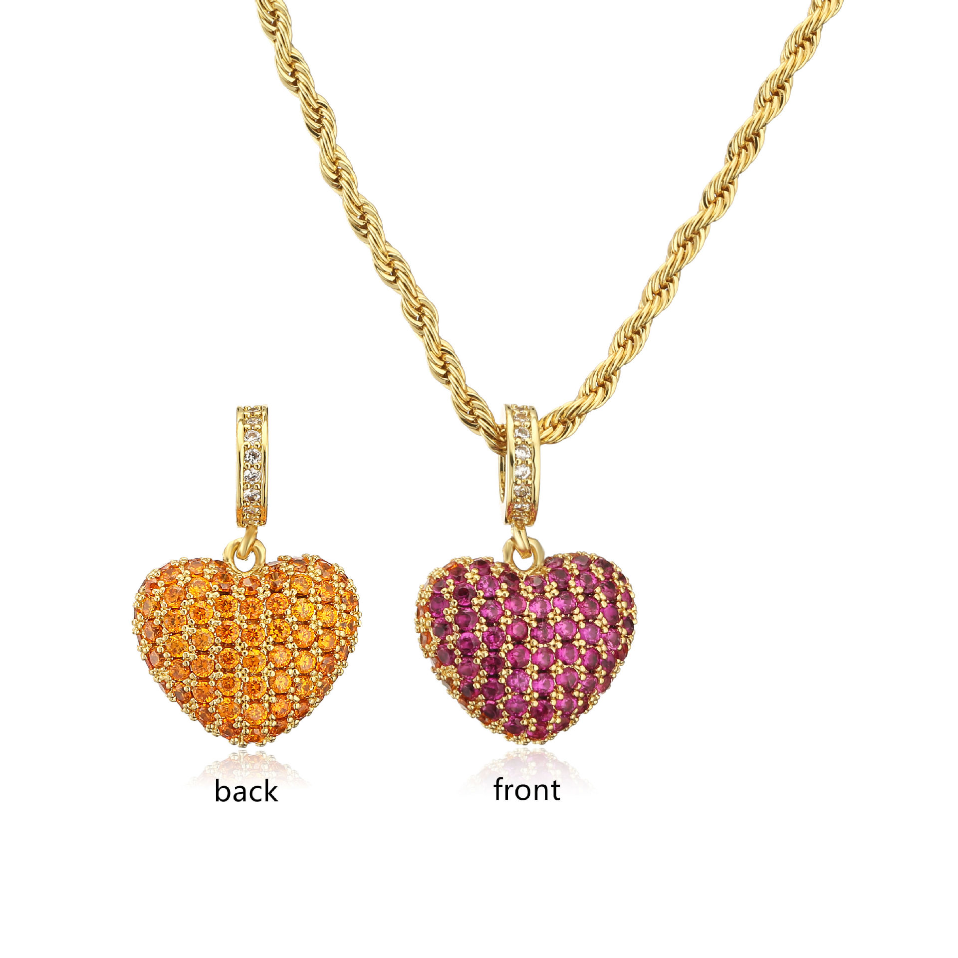 Heart Shape Pattern Women's Gender Simple Style Heart Shape Copper Inlay Rhinestones Earrings Necklace
