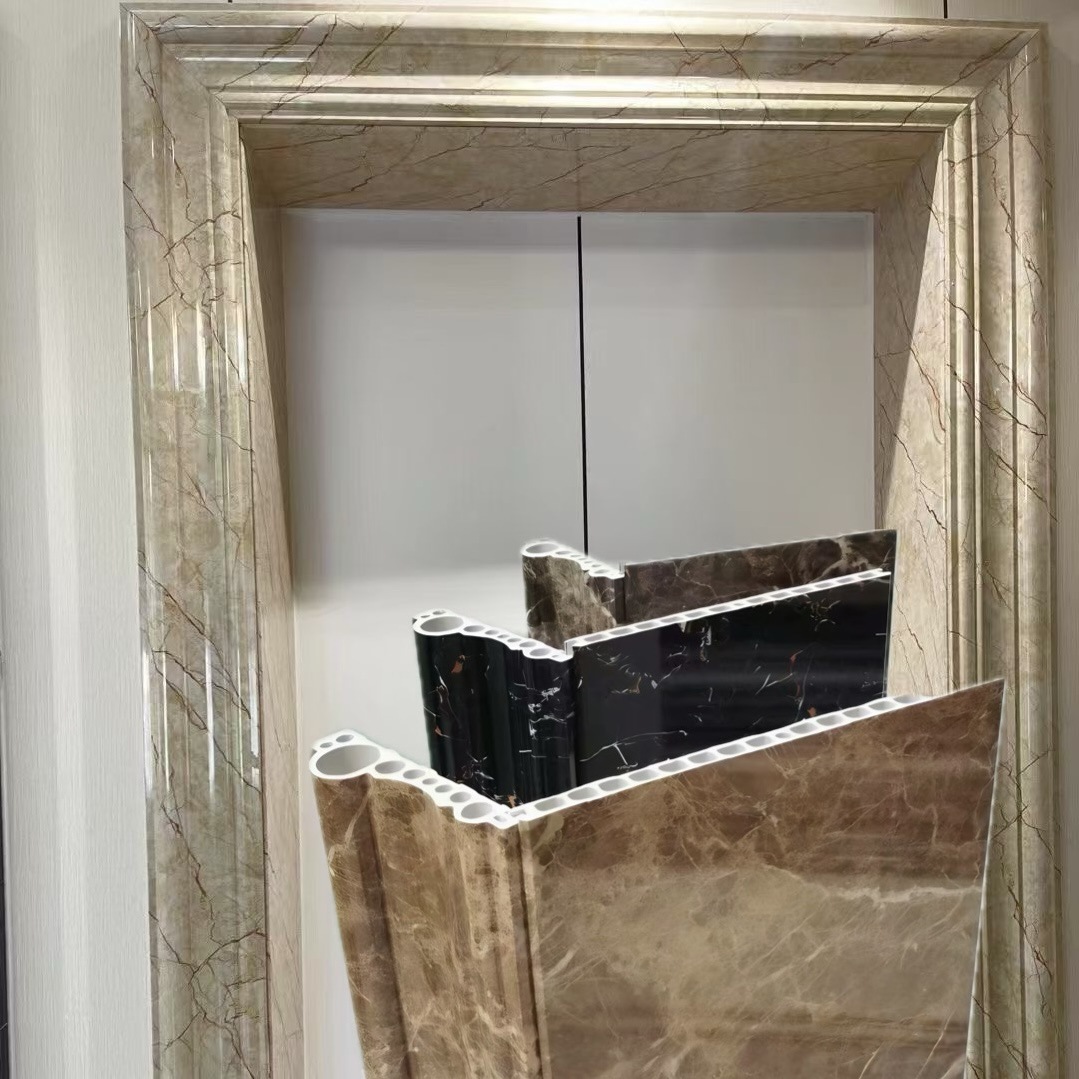 定制碳晶板岩板电梯门套装饰线板仿大理石pvc板室内装修墙板uv板