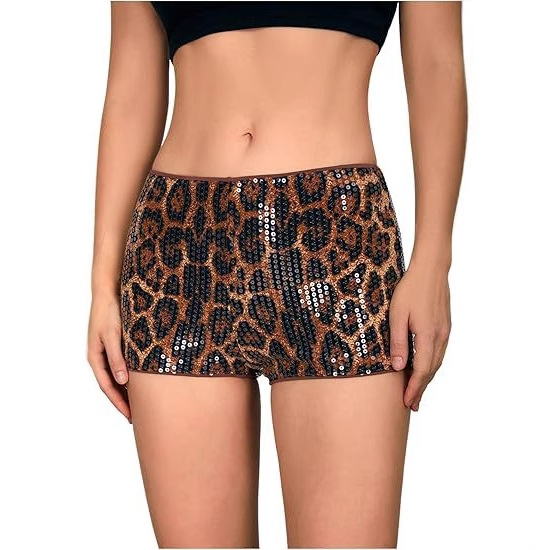 2025 Amazon Women's Leopard Print Shorts Leopard Print Y2K Mini Carnival