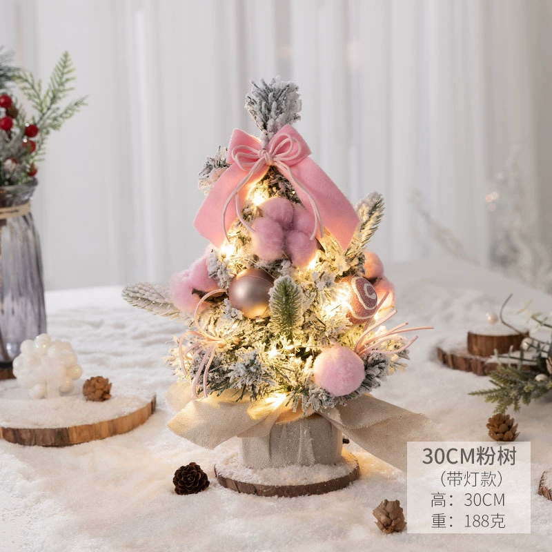 Mini Christmas tree MB‑22B01N XL23B05N, tabletop 30–40 cm, flocked branches, optional lights