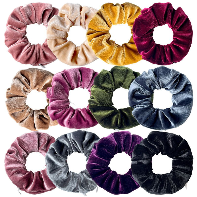 Korean Velvet 20-Color Zipper Style Velvet European and American Simple Retro Solid Color Headband Hu Ren Jewelry Factory