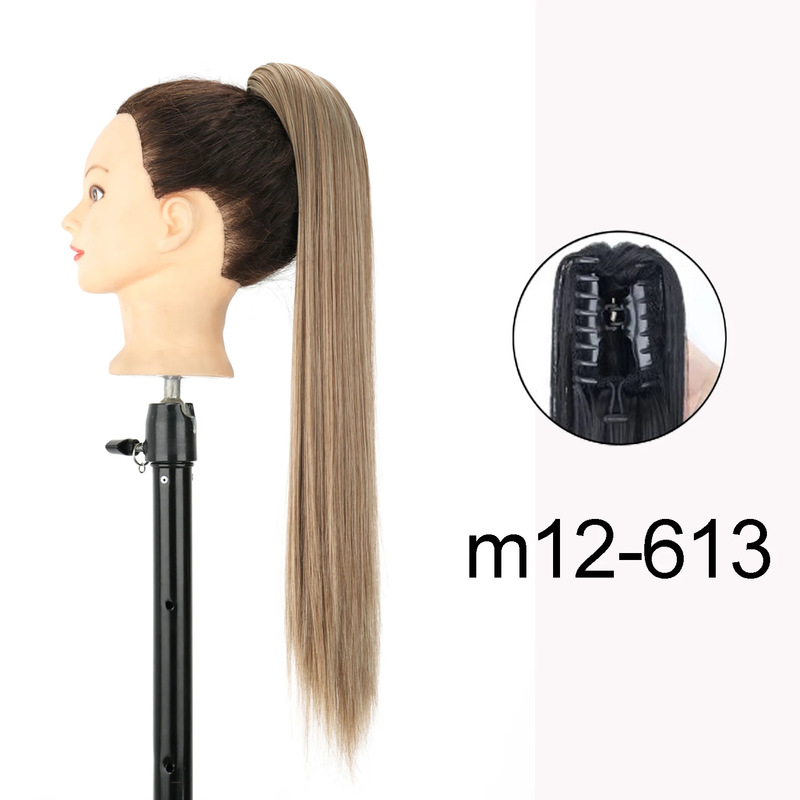 22inch 爪クリップストレートヘアポニーテール化学繊維かつら女性ロングストレートふわふわハイポニーテール|undefined