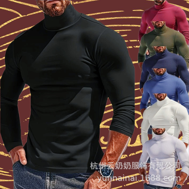 Amazon's Best-Selling Men's Autumn and Winter Fleece Solid Color Long-Sleeved Sweatshirt Knitted Base Layer Slim Fit High-Neck Warm Top Amazon's Best-Selling Men's Autumn and Winter Fleece Solid Color Long-Sleeved Sweatshirt Knitted Base Layer Slim Fit High-Neck Warm Top