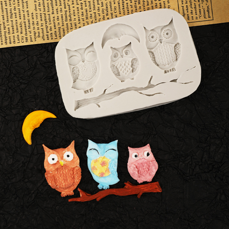 3D búho molde de silicona fondant líquido molde de pastel de chocolate líquido herramientas para hornear en stock al por mayor