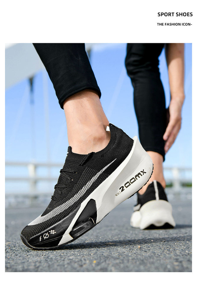 Giày chạy bộ marathon thoáng khí đế cao su, gót vừa 3–5 cm, cổ thấp — Tử Điện, Xanh dạ quang lót lông, Xanh huỳnh quang, Xanh lá phun mực chi tiết 23