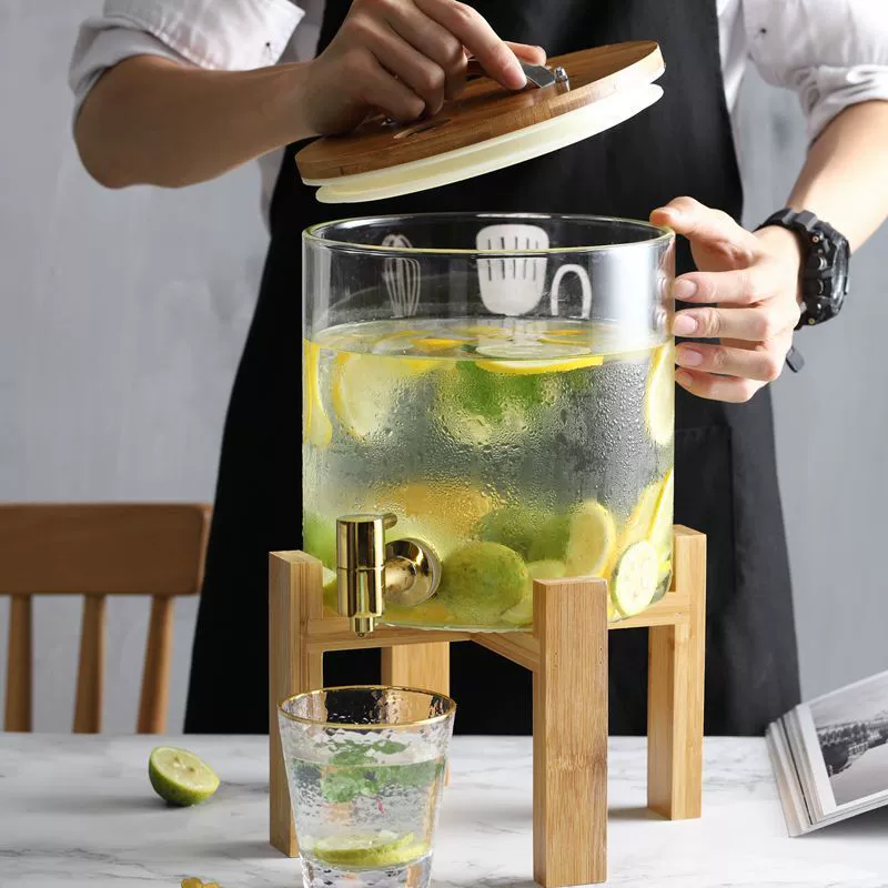 Холодный чайник стеклянная бутылка вина барменское вино бочка пиво бочка напиток бочка с краном фруктовый чай бочка контейнер для сока бочка