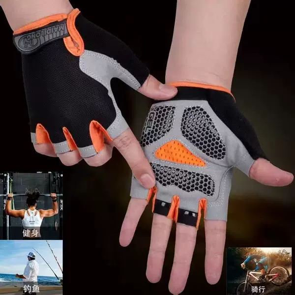 Fitness gloves men's single pole sports equipment pull-up training non-slip women's iron dumbbell riding half finger gloves
