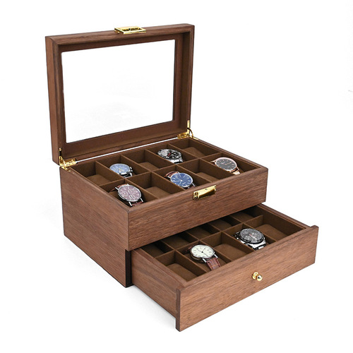 Double layer red rosewood watch box retro watch wooden box 20 pieces wooden watch storage display box