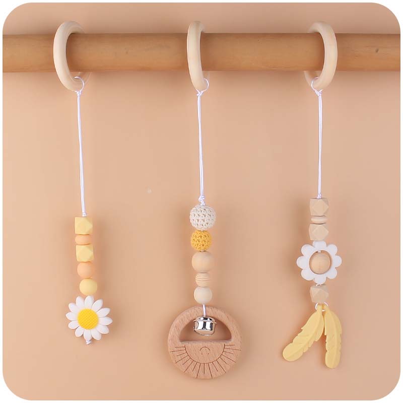 Nuevo bebé suministros Flor de dibujos animados silicona mordedor creativo DIY pájaro mordedor gran campana sonando conjunto de tres piezas