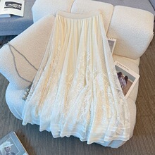 蕾丝半身裙夏季薄款新款气质仙女外出洋气裙子新品高腰字网纱裙