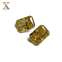 7A质量金黄色长方倒角冰花切锆石 冰花切高端裸石工厂价批发