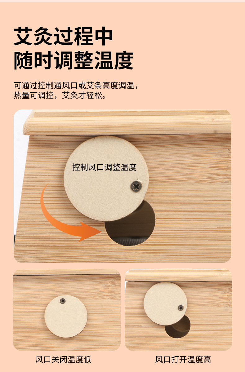 Bamboo Moxibustion Box 6-Hole Warming Device Portable Moxa Burner for Home Spa Wellness Use key features
