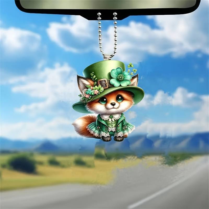 Cute pequeño zorro 2D decoración de fiesta colgante acrílico plano transfronterizo colgante espejo retrovisor regalos de vacaciones