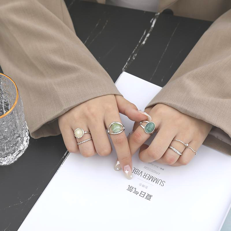 Rings Classification 1 Set Quantity Retro Geometric Artificial Gemstones Alloy Wholesale Rings