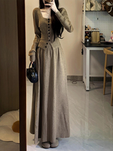 小香风针织毛衣套装连衣裙子女春装2025新款感长裙搭配一整套