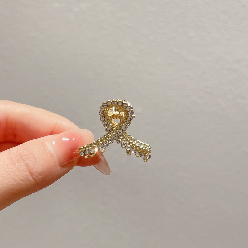 珍珠金属鲨鱼夹发卡女气质蝴蝶结抓夹后脑勺半扎发小号头饰高级感|undefined