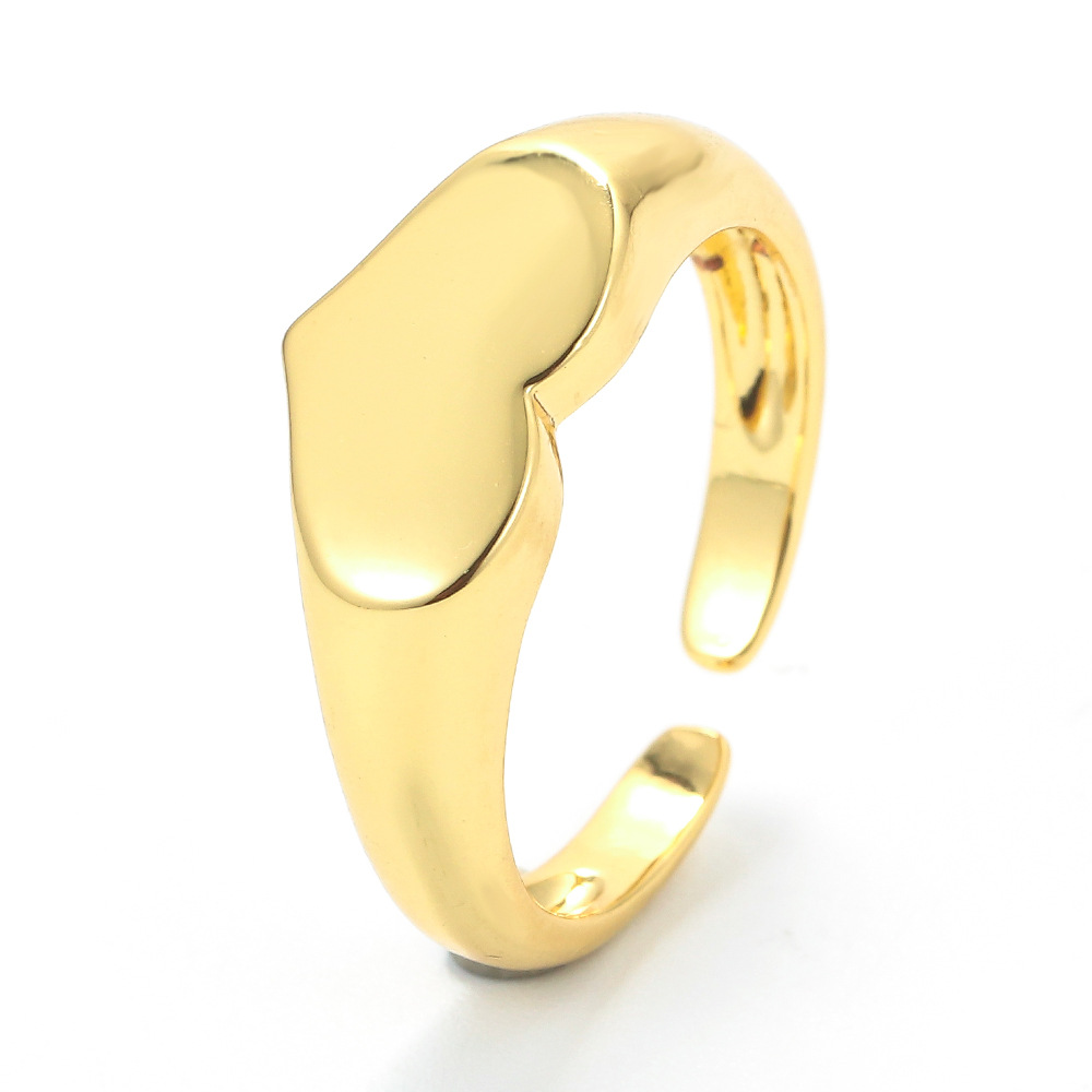 3g Weight Zircon Inlay Material Fashion Glossy Heart Geometric Copper Ring Wholesale Nihaojewelry