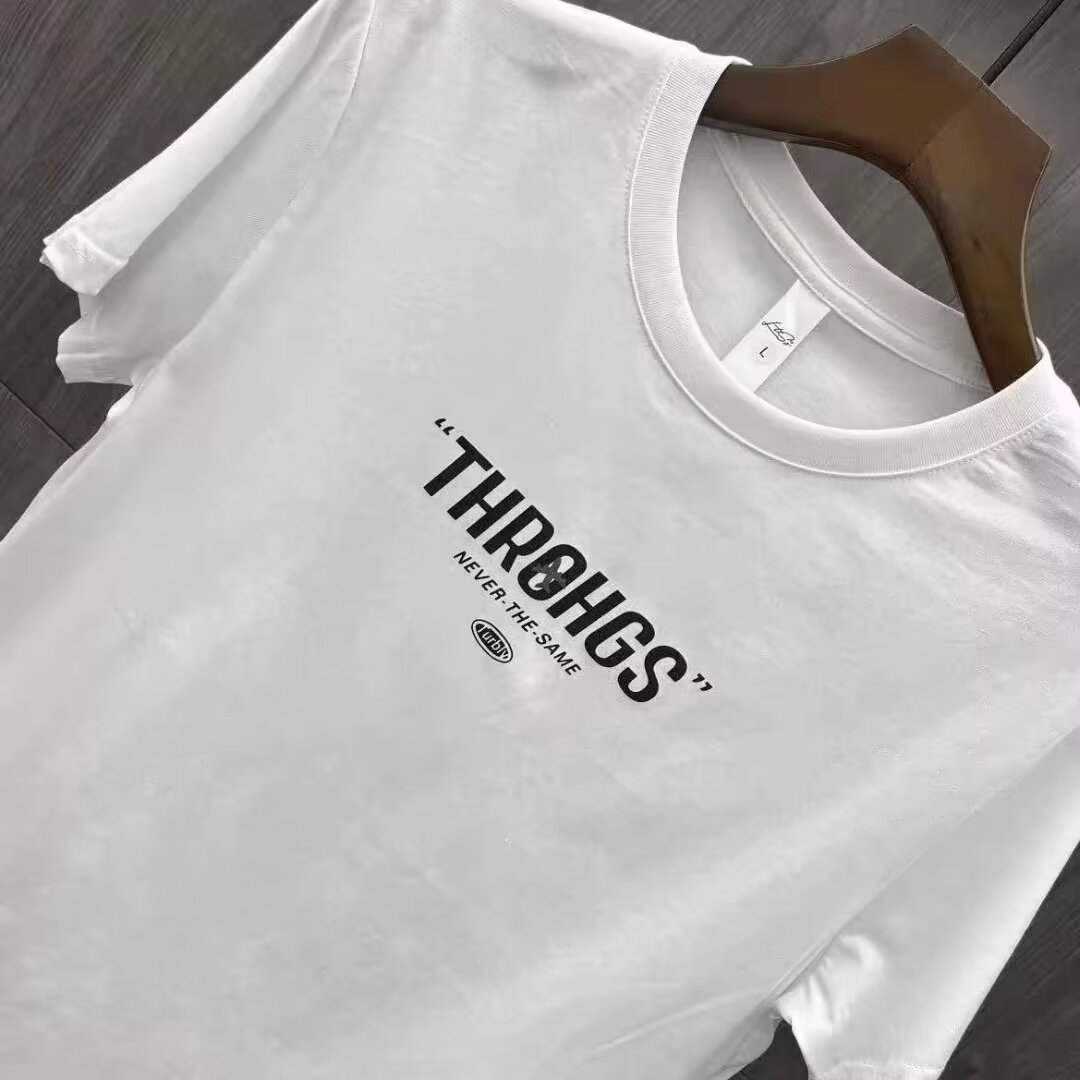 T-shirt à manches courtes pour hommes, nouvelle collection été 2024, coupe ajustée, col rond, lettre imprimée, tendance, décontracté, doublure courte_voghion.com