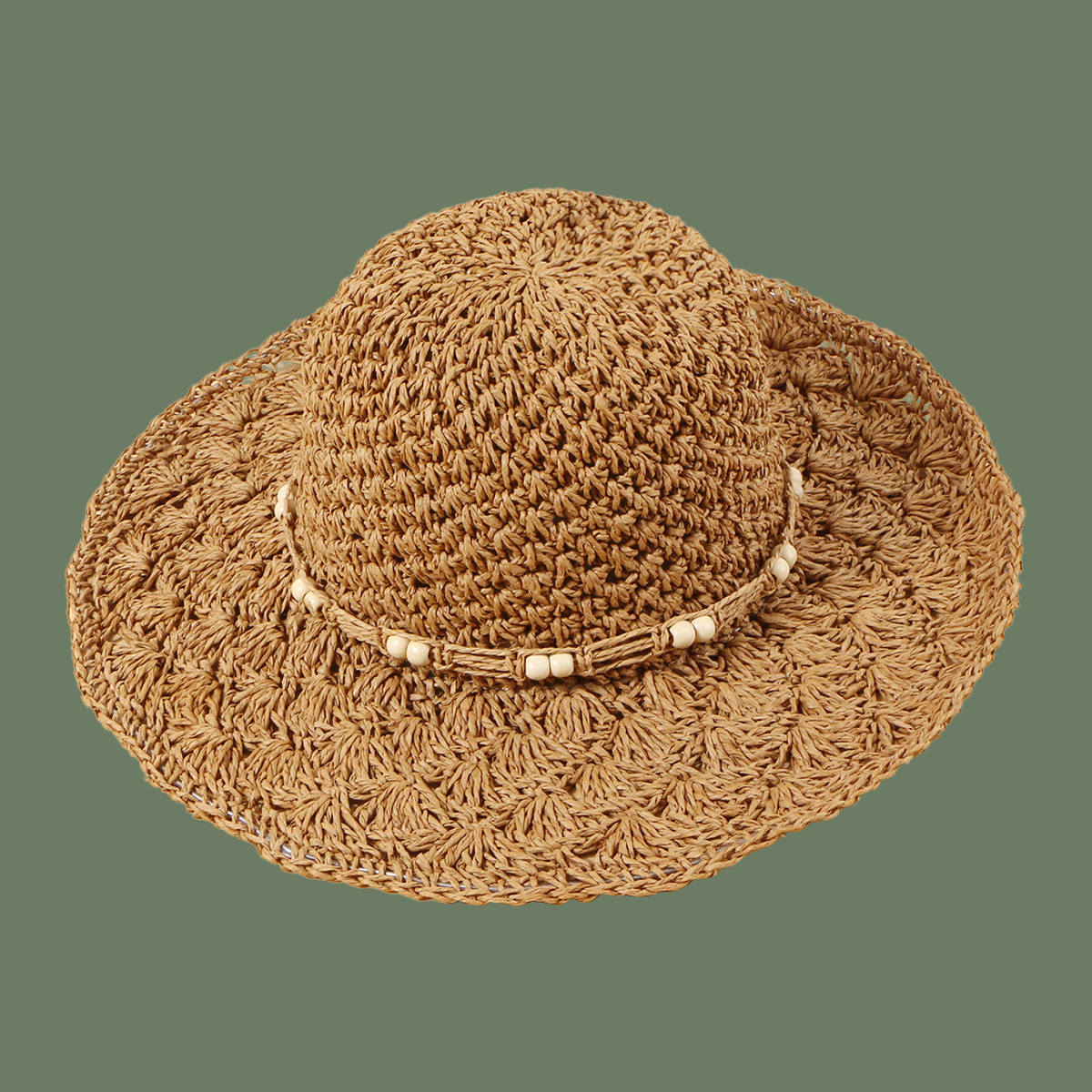 sunshade wooden bead pineapple head hand hook straw hat NSTQ34662