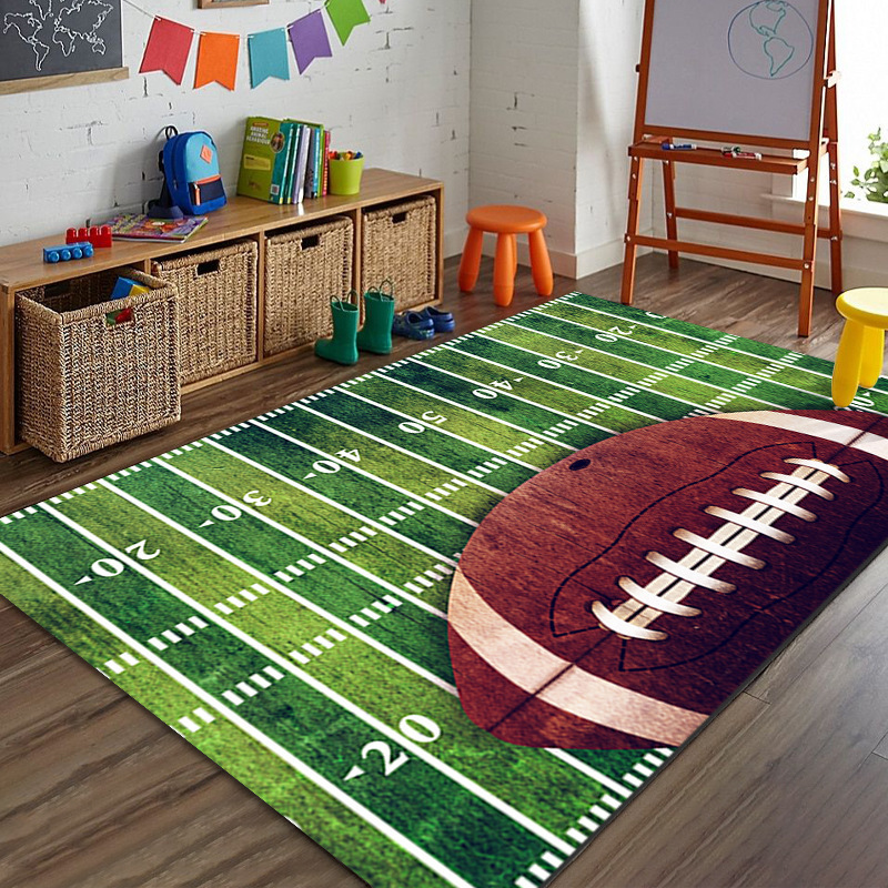 Amazon Football Field Square Crystal Velvet Floor Mat Living Room Floor Decorative Foot Mat Dirty Resistant, Wear Resistant, Water Absorbent and Easy to Care for