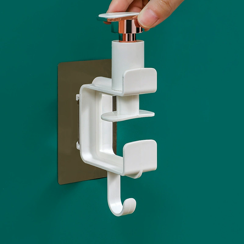 Drilling-free bathroom pedestal rack with strong adhesive film, multifunction washbasin hook, lightweight luxurious style bathroom shelf