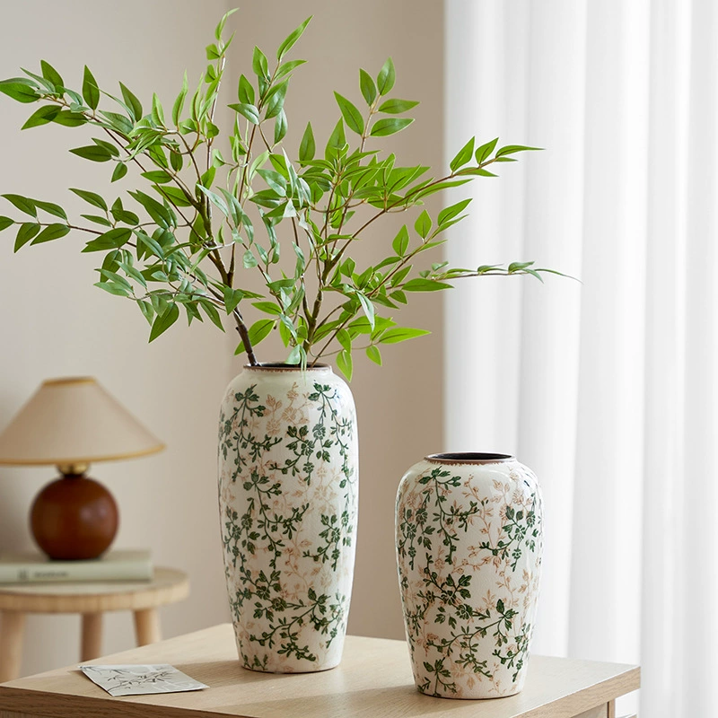 Креативная большая керамическая новая зимняя ваза для гостиной, гидропонная цветочная композиция, пасторальный стиль, ретро-украшения, украшения