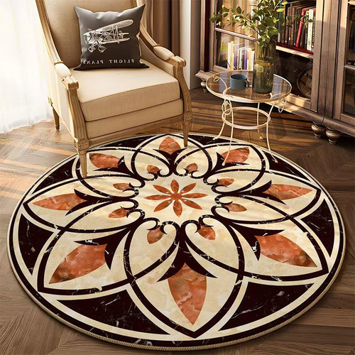 Round rug European classical court style living room rug coffee table mat retro Persian round table mat basket mat