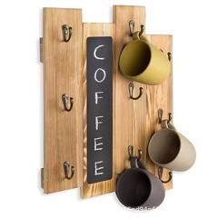 壁掛け木製コーヒーカップホルダーカンパニー無垢材マグ収納ラック壁木製コーヒーカップ収納ラック