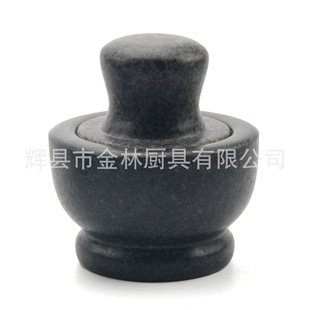 Black Granite Garlic Mortar Small Anti-Slip Base Garlic Masher Household Stone Medicine Jar Customized According to Drawings