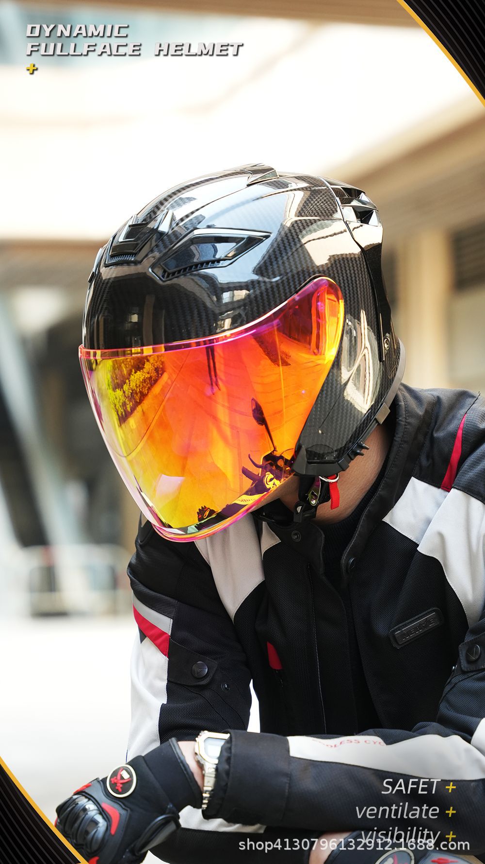 AR Motorcycle Helmet Ultra Light Carbon Fiber 3/4 Helmet Electric Vehicle Half Helmet Motorcycle 3/4 Helmet Lightweight Summer