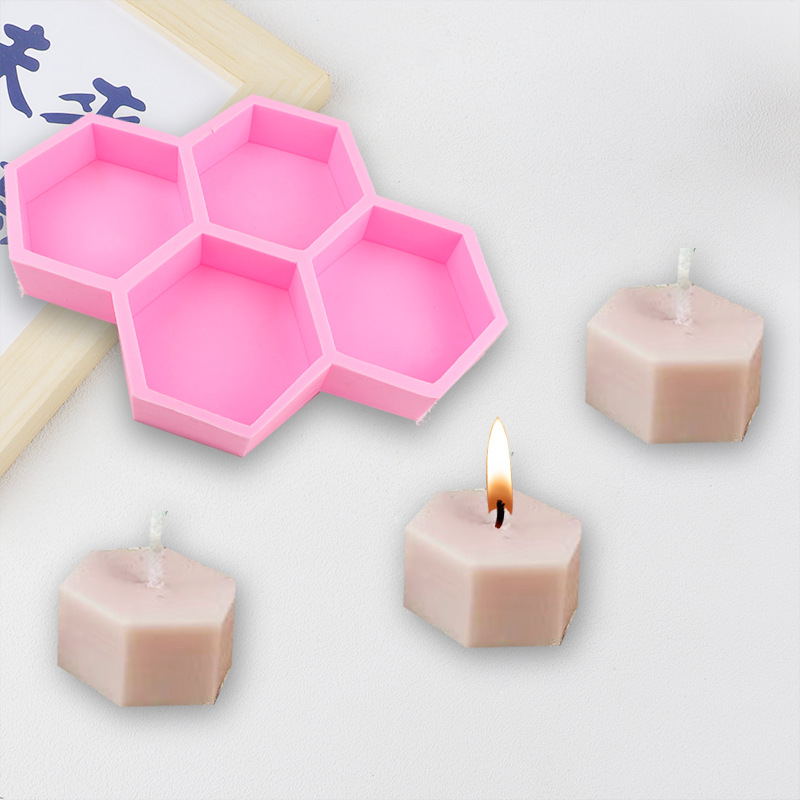 Cuatro hexágono molde de cera de banana molde de adornos de banda magnética casera molino DIY molde de decoración de cera de abeja