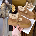 【鑫选】冬季女鞋加绒加厚毛毛保暖勃肯鞋一脚蹬厚底雪地靴