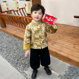 男童中国风时尚冬季古风新品小老虎套装新年拜年服唐装一件代发