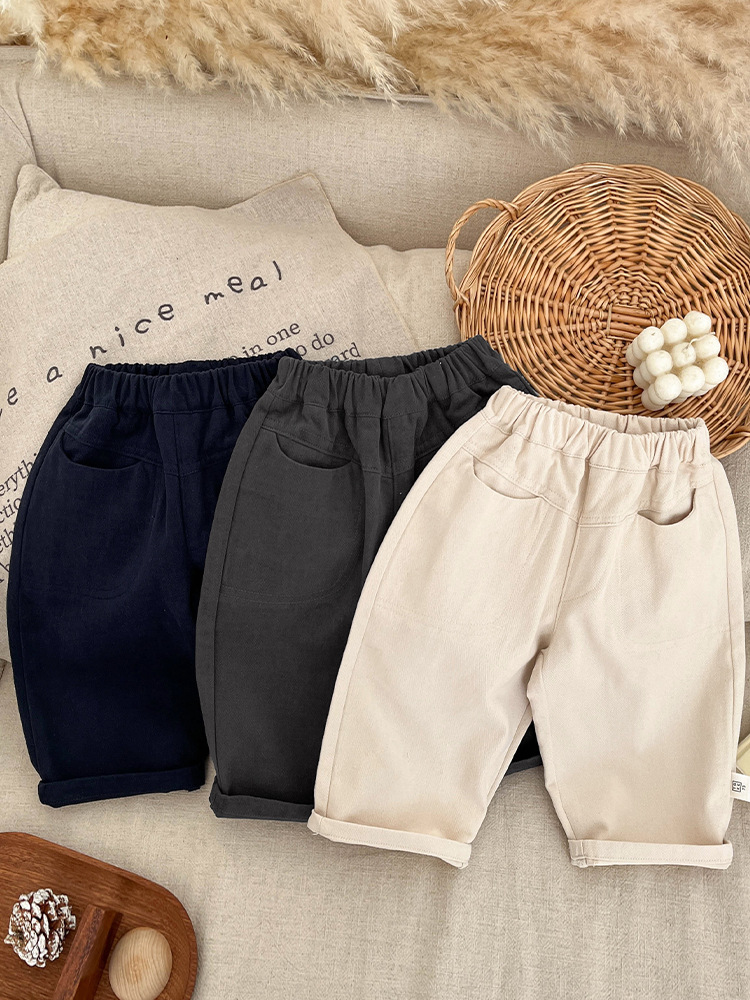Autumn children's solid color trousers for boys for leisure girl's
