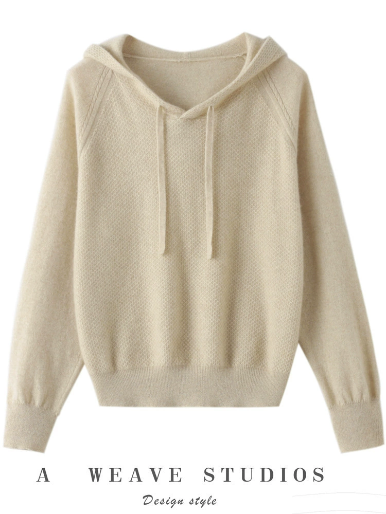 Кашемировый теплый свитер с капюшоном для отдыха, oversize