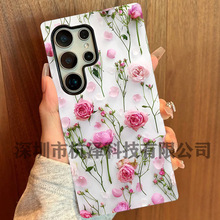 外贸热销粉色玫瑰花藤适用三星S25/S24/S23U菲林二合一手机壳批发