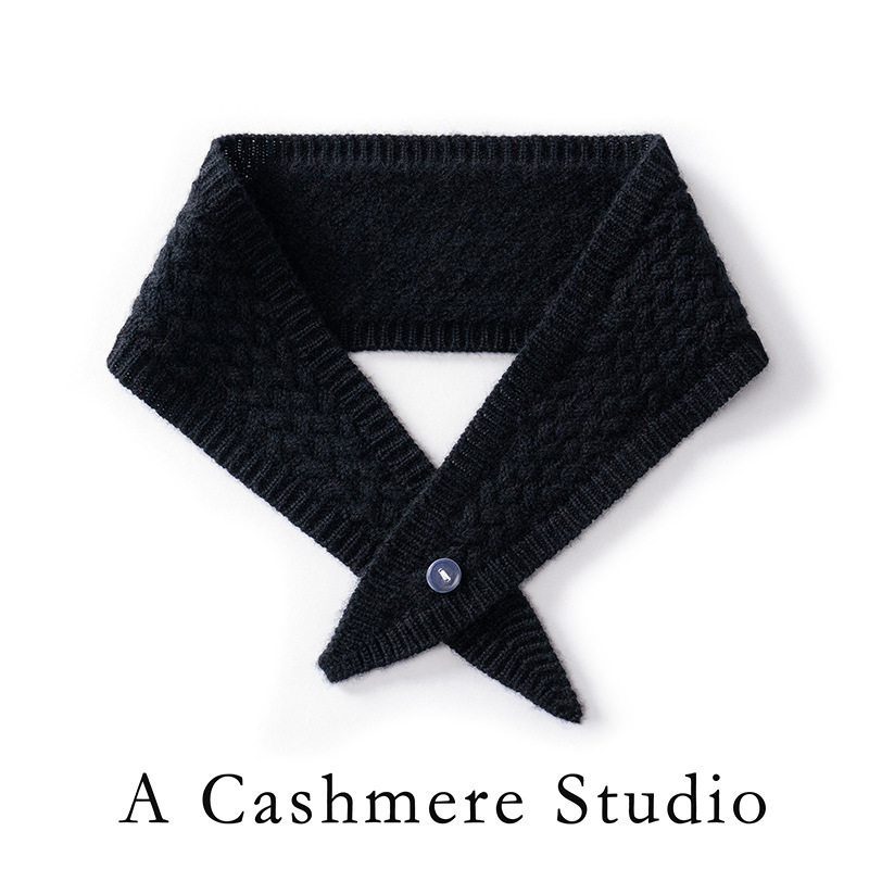 Cashmere Small Scarf Autumn and Winter Cute Warm Woolen Cashmere Neck Warmer Japanese and Korean Style Buttoned Knitted Neck Protector
