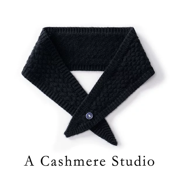 Cashmere Small Scarf Autumn and Winter Cute Warm Woolen Cashmere Neck Warmer Japanese and Korean Style Buttoned Knitted Neck Protector