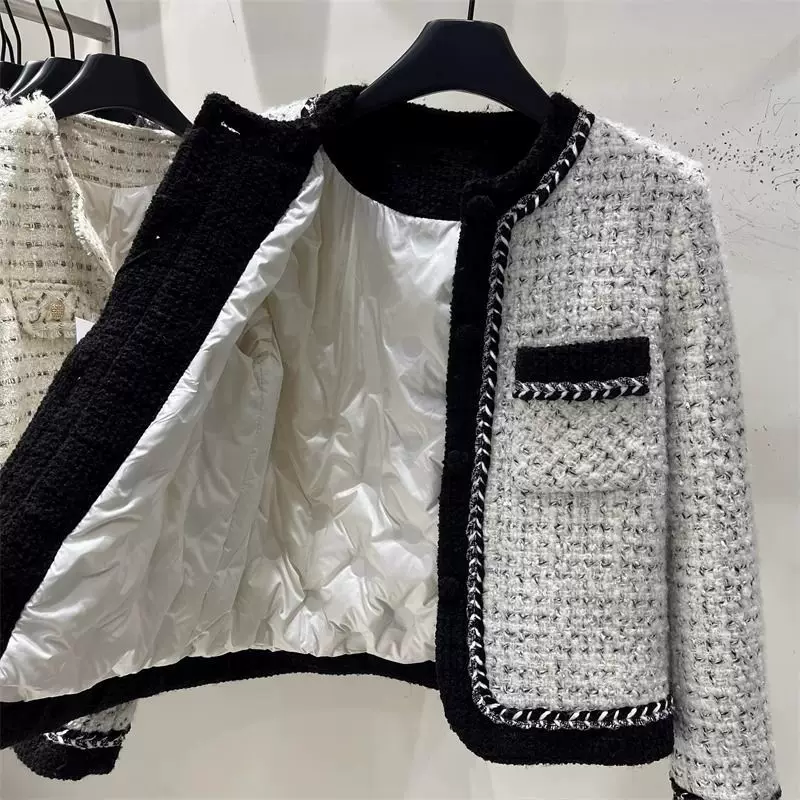 Зимняя бархатная пуховая куртка с пухом, стиль Chanel, французский стиль, для подростков, увеличенная толщина
