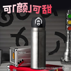 450mlワンクリックオープン蓋バウンス純チタン魔法瓶カップ、ポータブル抗菌純チタンウォーターカップ、二層真空チタンカップ
