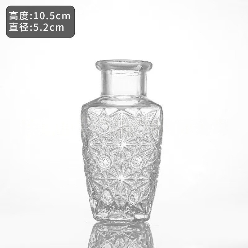 外国貿易卸売ライト高級ハイエンド小さな花瓶セットレトロレリーフフラワーアレンジメント装飾品透明ガラス花瓶|undefined