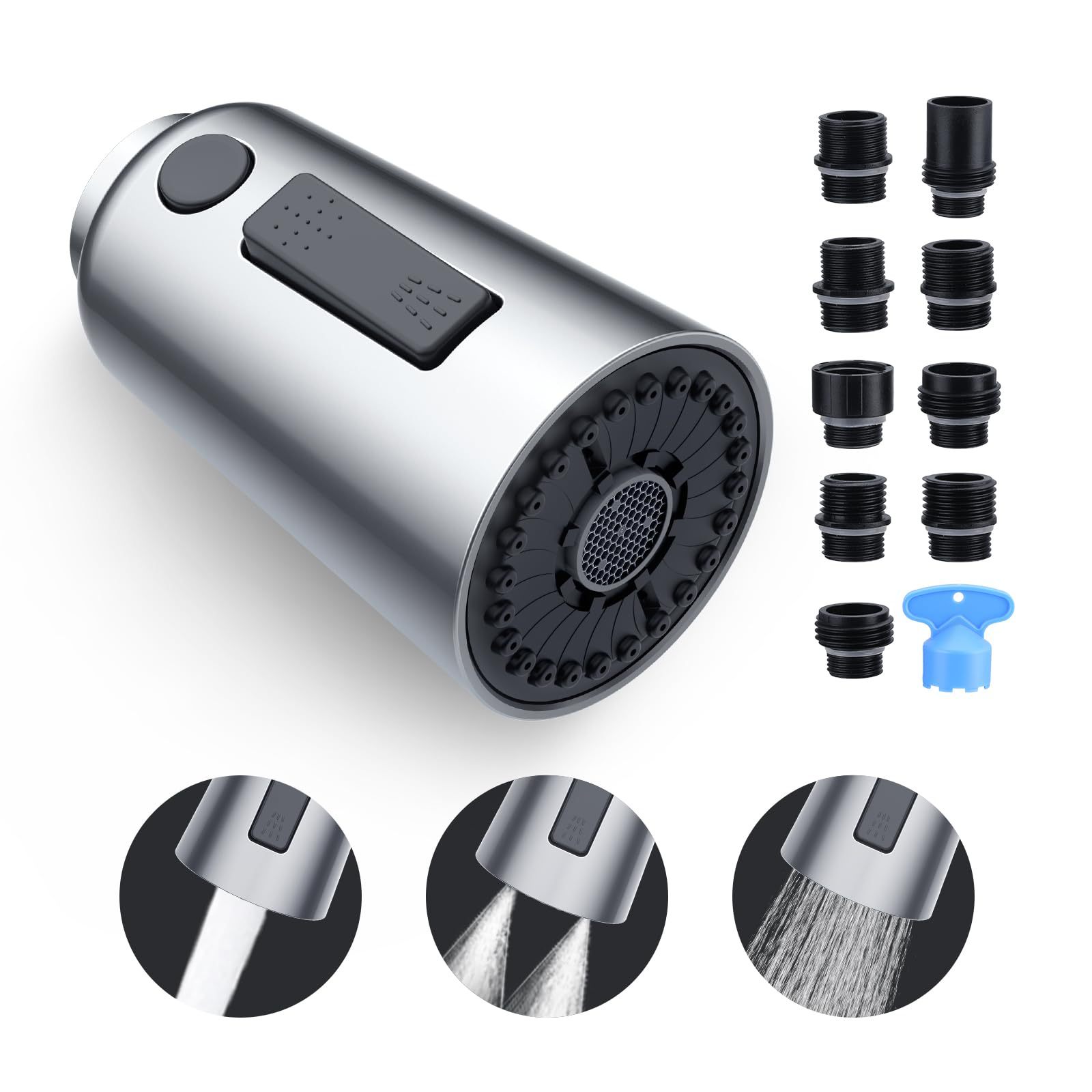 New - Cross-border kitchen showerhead pull-out faucet accessory replacement head bubbler European and American multi-functional nine-joint undefined