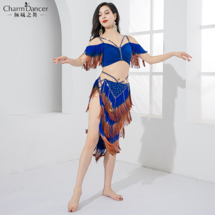 Qingcheng Dance Belly Dance Costume Two-color Hot Diamond Tassel Dance Light Luxury Practice Clothing Individual Group Performance Clothing