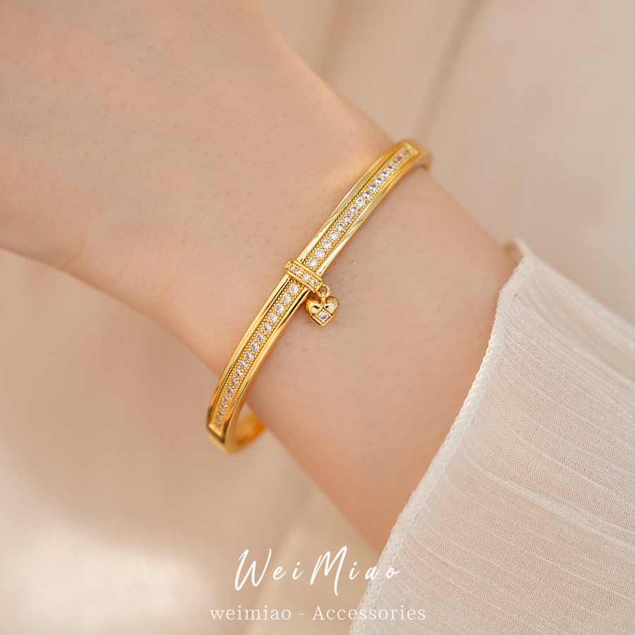 18K oro real chapado doble capa circular zircon pulsera de hebilla personalidad temperamento pulsera de moda ligera joyería de nicho