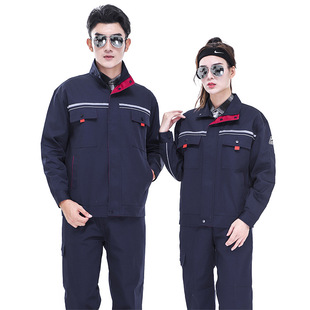 Spring and Autumn Long-Sleeved Work Clothes Suits for Men and Women Factory Workshop Oil Work Uniforms Labor Protection Cross-Border Hot Sale