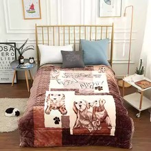 批发冬季双层加棉拉舍尔毛毯加厚压花盖毯夹棉保暖绒毯有被头