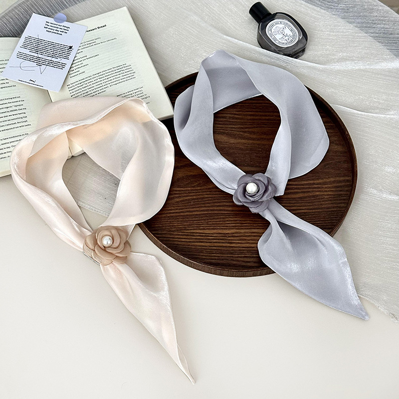 Bufandas de seda nueva bufandas de cuello doble temperamento puro coreano bufandas de encaje largo bufandas al por mayor