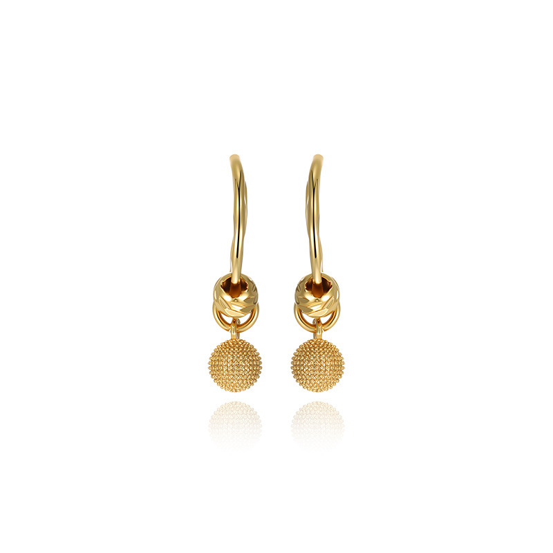 Joyas Xuping aretes de bolas geométricas de aleación de cobre chapado 24k color simple lujoso temperamento ligero aretes al por mayor mujeres image 6