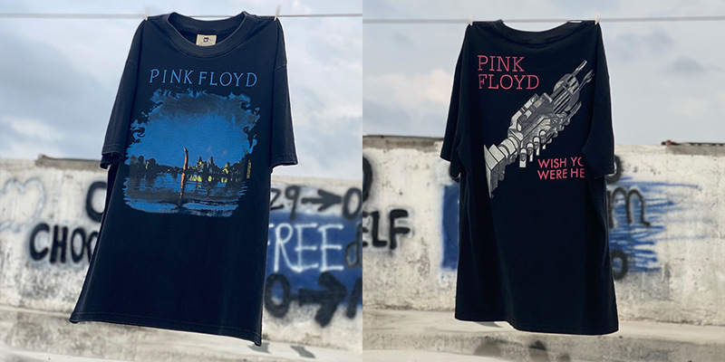 Vintage lavado viejo vintage manga corta marca de moda americana niebla calle suelta VTG casual cuello redondo hombres y mujeres camiseta